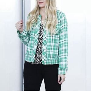 CAbi 5653 Green Library Plaid Tweed Jacket M